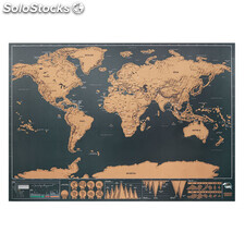 Carte du monde à gratter beige MIMO9736-13