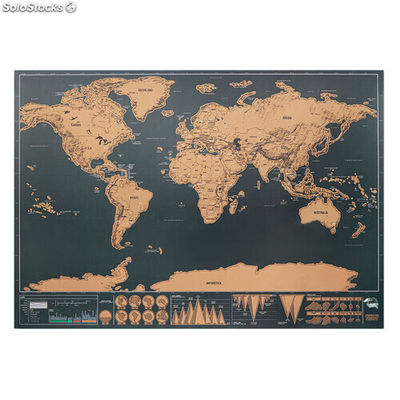 Carte du monde à gratter beige MIMO9736-13