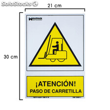 Cartel Atencion Paso Carretilla 30x21 cm.