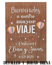 Cartel De Madera Personalizado Para Boda Viaje