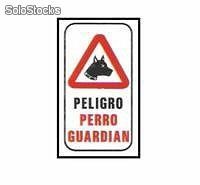 Cartel de señalizacion peligro perro guardian