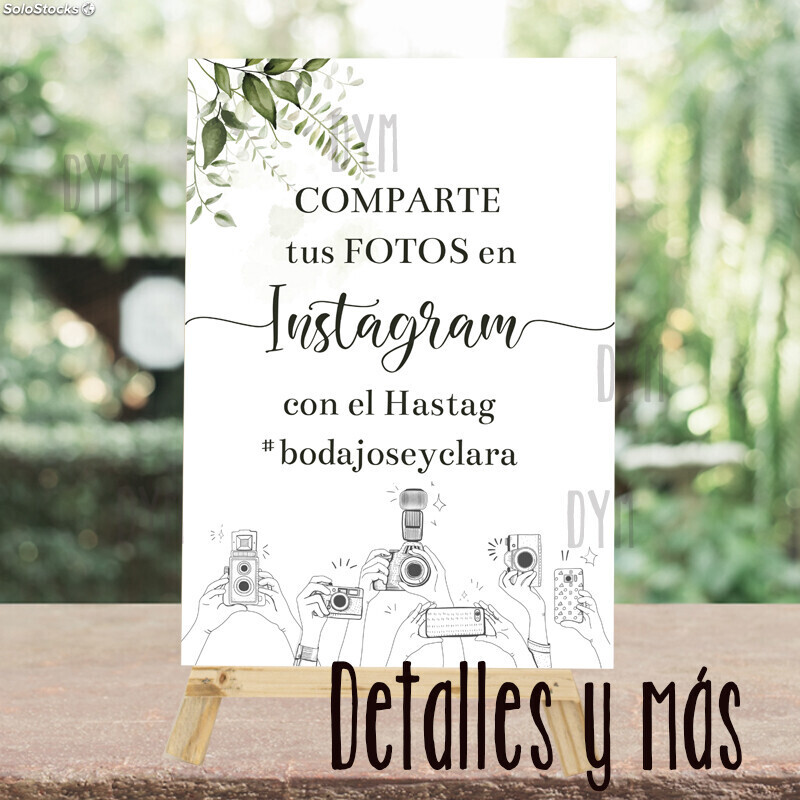 Cartel Instagram Personalizado línea forest. Carteles personalizados para  boda
