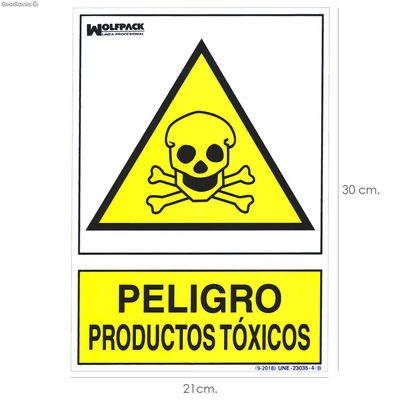 Cartel Peligro Productos Toxicos 30x21cm.