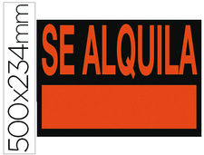 Cartel plastico &quot;se alquila&quot; rojo fluorescente -500X234 mm