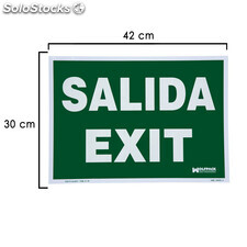 Cartel / Señal Fluorescente Salida Exit 30x42 cm.