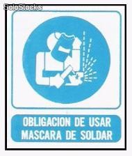 Cartel señalizacion obligacion de usar mascara de soldador