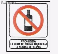 Cartel señalizacion prohibida la venta de bebidas alcoholicas a menores de 18 años