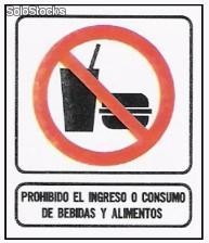 Cartel señalizacion prohibido el ingreso o consumo de bebidas y alimentos
