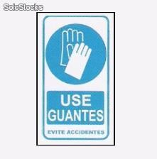 Cartel señalizacion use guantes evite accidentes