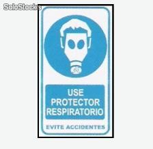 Cartel señalizacion use protector respiratorio evite accidentes
