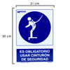 Cartel Uso Obligatorio Cinturon Seguridad 30x21 cm.