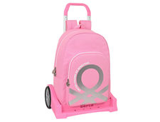 Cartera escolar safta con carro 300X140X460 mm benetton flamingo pink