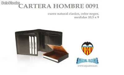 Cartera para hombre con logotipo de Valencia CF de piel natural en caja de mader