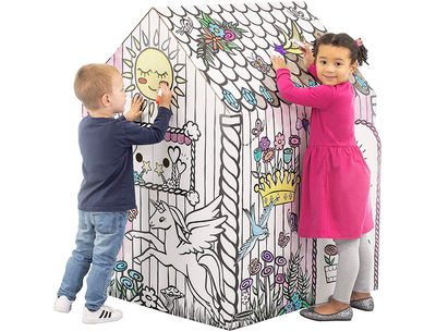 Casa de juego bankers box playhouse unicornio para pintar fabricada en carton - Foto 4