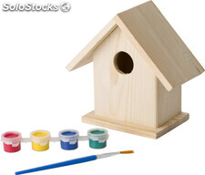 Casa de pájaros en madera con set pintura