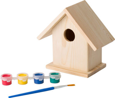 Casa de pájaros en madera con set pintura