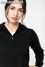 Casaco sweatshirt com fecho e capuz de senhora