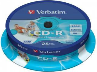 CD-R 80 Verbatim 52x DLP Inkjet white 25er Cakebox 43439 - Foto 3