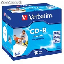 CD-R 80 Verbatim 52x DLP Inkjet white Full Surface 10er Jewel Case 43325