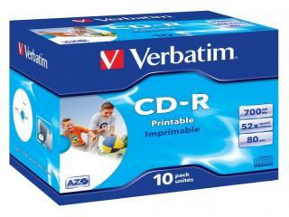 CD-R 80 Verbatim 52x DLP Inkjet white Full Surface 10er Jewel Case 43325 - Foto 3