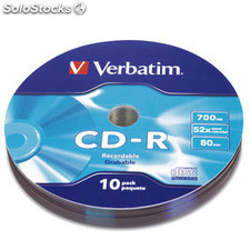 CD-r 80MIN 700MB 52X marca Verbatim, 10 unidades en bulk