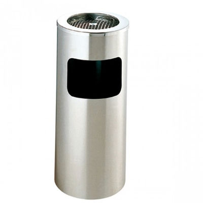 Cendrier &amp; poubelle cylindrique 25x60,5 cm argente inox