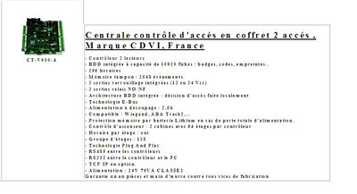 Centrale contrôle d&#39;accés en coffret 2 accés , Marque CDVI, Franc