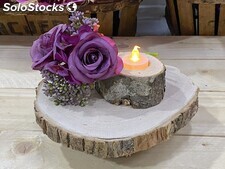 Portavelas de madera de castaños para bodas y eventos
