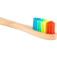 Cepillo de dientes de bambú y cerdas a colores