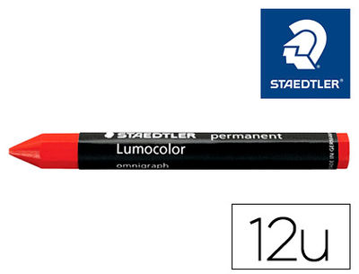 Cera staedtler para marcar rojo lumocolor permanente omnigraph 236 caja de 12