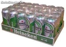 Cerveza holandesa Heineken en botellas y latas