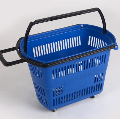 Cesta de compras con ruedas supermercado cesta plástico con ruedas de compras - Foto 4