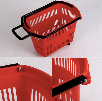 Cesta de compras con ruedas supermercado cesta plástico con ruedas de compras - Foto 5
