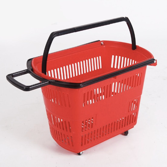 Cesta compras con ruedas supermercado cesta plástico con ruedas compras