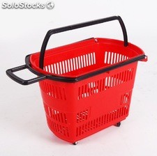 Foto del Producto Cesta de compras con ruedas supermercado cesta plástico con ruedas de compras