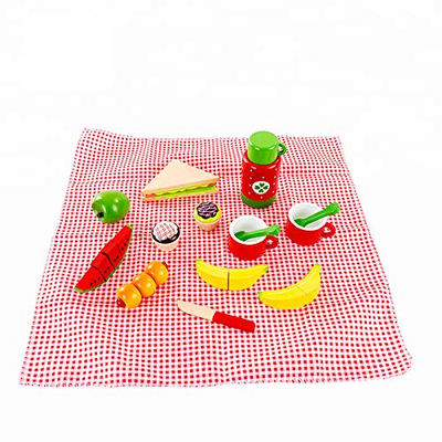 Cesta de picnic con alimentos de madera de juguete - Foto 3