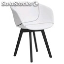 Chair/armchair-mod. ym1-black-leather-wood frame-44.5 cm seat height-for indoor