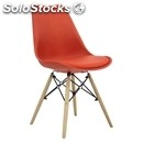 Chair-mod. 72k-metal and wood-imitation leather cushion-polypropylene shell seat