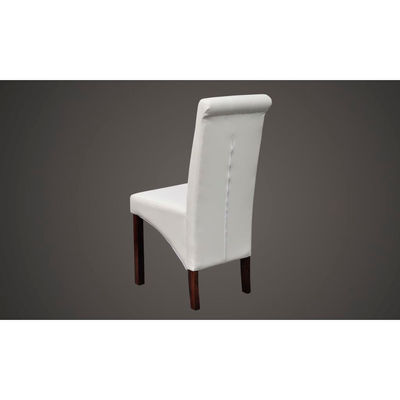 Chaise antique simili cuir blanc (lot de 4) - Photo 4