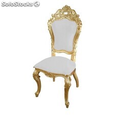 chaise baroque carved - colori: bois doré et simili cuir blanc