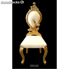 chaise baroque granada - colori: bois doré et simili cuir blanc