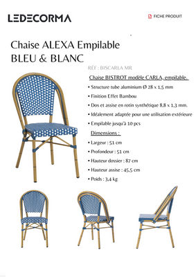 Chaise café &amp; restaurant - alexa ( aluminuim &amp; rotin )