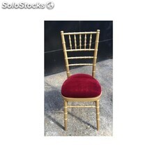 chaise chiavari doré fabriquée en europe - colori: bois doré et velours rouge