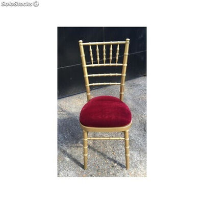 chaise chiavari doré fabriquée en europe - colori: bois doré et velours rouge