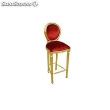 chaise de bar médaillon - colori: bois doré et velours rouge