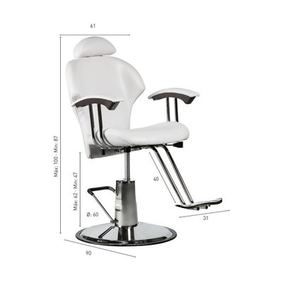 Chaise de barbier coiffure hydraulique inclinable repose-pieds unisexe blanc - Photo 2