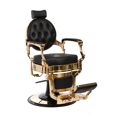 Chaise de barbier hydraulique de style vintage avec repose-pieds modèle Mae Gold
