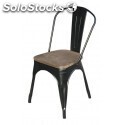 chaise de bistrot style industriel métal et assise en bois