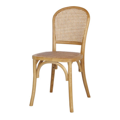 Chaise de bois d&#39;orme et rotin style bistrot