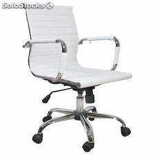 Chaise de bureau moderne simili cuir blanc